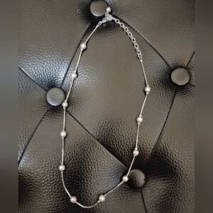 Elegant Silver Beaded Necklace Chocker Length In Half - 7.5' Extension - 3'